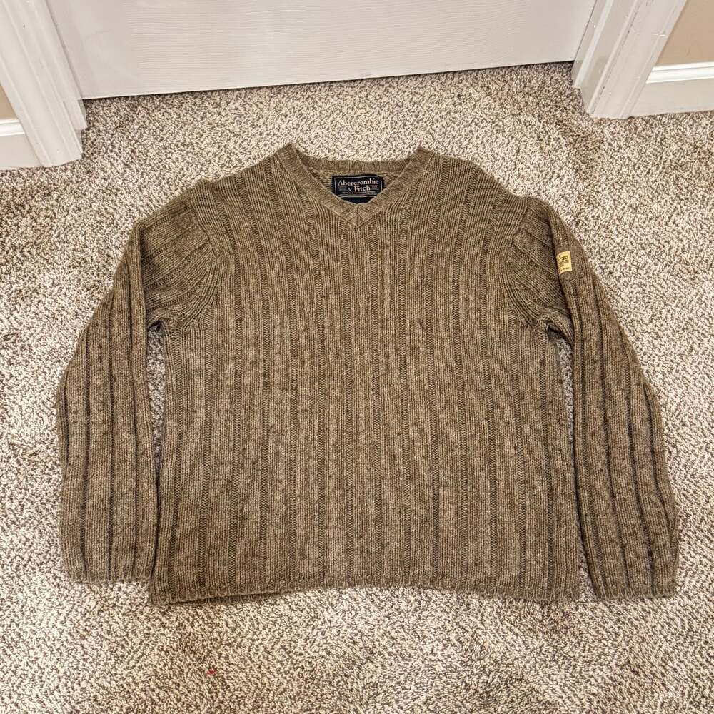 Vintage Abercrombie and Fitch Sweater Mens Sz. M Army Green Wool Knit 90s